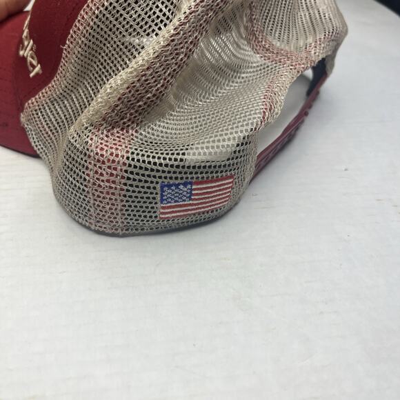 Wrangler Trucker Adjustable Hat With American Flag On Back. Red Wrangler Hat - Picture 6 of 16